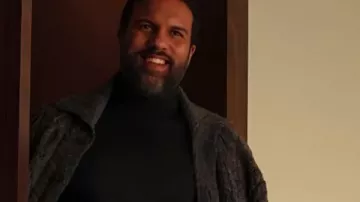 All’s Fair 2025 Reggie Ramirez Gray Cardigan worn by O. T. Fagbenle in All's Fair