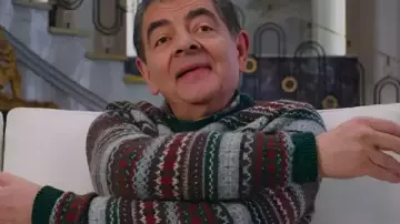 Man vs Baby 2025 Rowan Atkinson Knit Sweater worn by Trevor Bingley (Rowan Atkinson) in Man Vs Baby