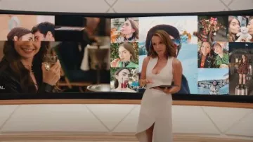 Ferragamo Sculptural Stretch Viscose Dress worn by Sylvie Grateau (Philippine Leroy-Beaulieu) as seen in Emily in Paris (S05E06)