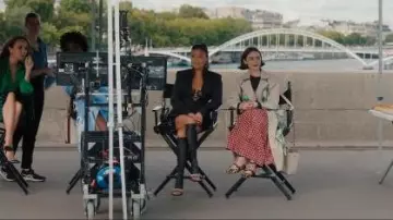 Courreges Oblique Wedged Leather Tall Boots worn by Mindy Chen (Ashley Park) as seen in Emily in Paris (S05E06)