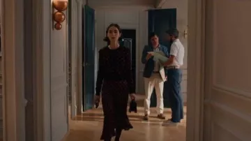 Marine Serre Crescent Moon Print Midi Skirt worn by Emily Cooper (Lily Collins) as seen in Emily in Paris (S05E06)