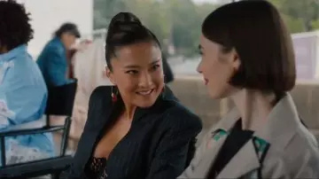 Nach Bijoux Grandes Créoles Anémones worn by Mindy Chen (Ashley Park) as seen in Emily in Paris (S05E06)