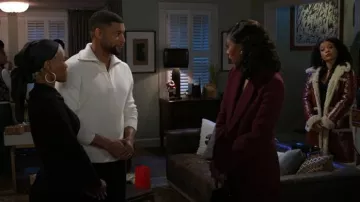 Anna Sui Sherpa-Trim Faux-Leather Coat worn by Eva Thomas (Ambyr Michelle) as seen in Beyond the Gates (S01E195)