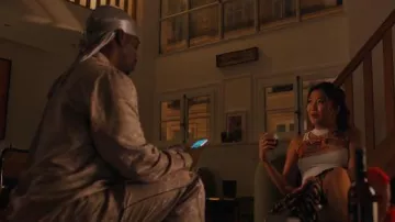 Burberry Sunflower Silk Pyjama Trousers worn by Julien (Samuel Arnold) as seen in Emily in Paris (S05E06)