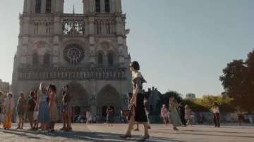 Valentino Garavani DeVain Embroidered Small Shoulder Bag worn by Emily Cooper (Lily Collins) as seen in Emily in Paris (S05E07)