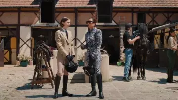 Norma Kamali Leopard Print Turtleneck Jumpsuit worn by Mindy Chen (Ashley Park) as seen in Emily in Paris (S05E07)