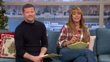 Polo Ralph Lauren Relaxed Fit Plaid Cotton Twill Shirt worn by Olivia Attwood as seen in This Morning on December 2025