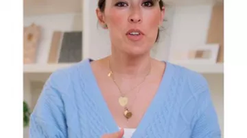 Fixer Upper Colorado Mountain House S01 Joanna Gaines Blue Cable Knit Cardigan