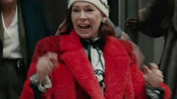 Elsbeth S03 Carrie Preston Red Faux Fur Peacoat worn by Elsbeth Tascioni (Carrie Preston) as seen in Elsbeth (S03)