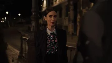 Essentiel Antwerp White, Blue And Multicolored Cotton Shirt worn by Emily Cooper (Lily Collins) as seen in Emily in Paris (S05E08)