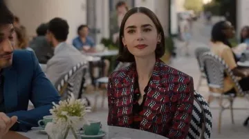 Diane von Furstenberg Plaid Print Blazer worn by Emily Cooper (Lily Collins) as seen in Emily in Paris (S05E08)