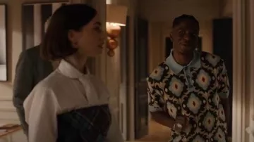 Drôle de Monsieur Tapestry Knit Polo Shirt worn by Julien (Samuel Arnold) as seen in Emily in Paris (S05E08)
