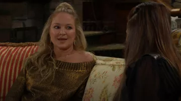 Superdown Marla Sweater in Copper worn by Sharon Newman (Sharon Case) as seen in The Young and the Restless on December 10, 2025