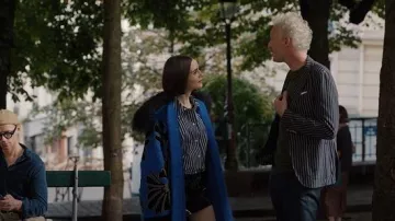 Andrew Gn Fall 2015 Blue Embroidered Coat worn by Emily Cooper (Lily Collins) as seen in Emily in Paris (S05E09)