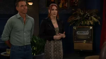 Michael Kors Snake Print Stretch Jersey Racerback Dress worn by Sally Spectra ( Courtney Hope) as seen in The Young and the Restless on December 10, 2025