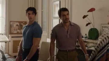 Suitsupply Purple Crochet Polo worn by Marcello Muratori (Eugenio Franceschini) as seen in Emily in Paris (S05E09)