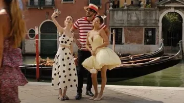 Jimmy Choo Scarlett 50 mm Rose Floral Jacquard Pump worn by Mindy Chen (Ashley Park) as seen in Emily in Paris (S05E10)