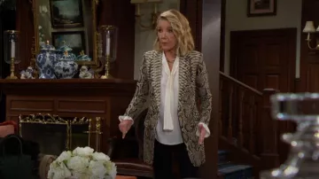 Elie Saab Snakeskin Tuxedo Jacket worn by Nikki Reed Newman ( Melody Thomas-Scott) as seen in The Young and the Restless on December 17, 2025