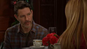 Treasure & Bond Ombré Check Slub Cotton Flannel Button-Up Shirt in Brown Desert Milo Plaid worn by Daniel Romalotti (Michael Graziadei) as seen in The Young and the Restless on December 18, 2025