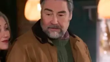 Twelve Dates Til Christmas Nathaniel Parker Brown Jacket worn by Mac (Nathaniel Parker) as seen in Twelve Dates 'Til Christmas (S01E01)