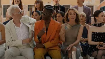 3.Paradis Spring Summer 2026 Orange Ombre Wide Leg Pants worn by Julien (Samuel Arnold) as seen in Emily in Paris (S05E10)