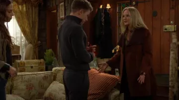 T Tahari Ella Double Face Wool Wrap Coat in Cinnamon/Chocolate worn by Sharon Newman ( Sharon Case) as seen in The Young and the Restless on December 19, 2025