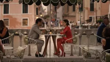 Paul Andrew Red Glass Pumps worn by Emily Cooper (Lily Collins) as seen in Emily in Paris (S05E10)