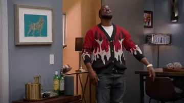 Zaful Flame Graphic Cardigan worn by Calvin Payne (Lance Gross) as seen in House of Payne (S14E17)