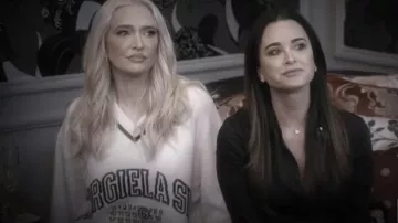 MM6 Maison Margiela Logo-Knit V-Neck Jumper worn by Erika Girardi as seen in The Real Housewives of Beverly Hills (S15E03)