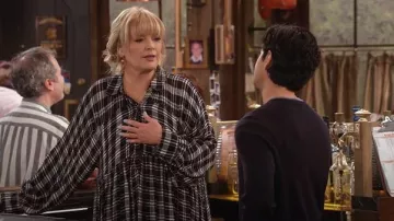 Free People Hoffman Plaid Long Sleeve Mini Shirtdress worn by Gabby (Melissa Peterman) as seen in Happy's Place (S02E06)