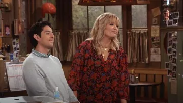 Rag & Bone Emily Tie Neck Floral Blouse worn by Gabby (Melissa Peterman) as seen in Happy's Place (S02E06)