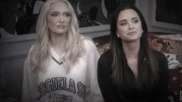 The Attico Eliza Logo-Embroidered Cotton Shirt worn by Kyle Richards as seen in The Real Housewives of Beverly Hills (S15E03)