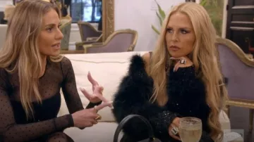 LoveShackFancy Women's Curran Sequin Feathered Jacket worn by Rachel Zoe as seen in The Real Housewives of Beverly Hills (S15E03)