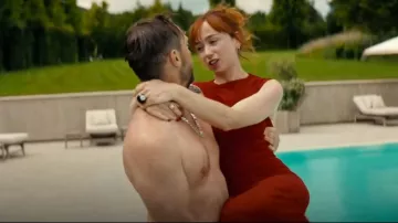 Vince Cowlneck Cotton Midi-Dress worn by Mel (Emily Taaffe) as seen in Little Disasters (S01E02)