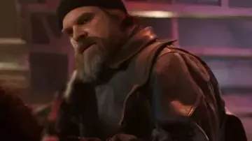 Stranger Things S05 David Harbour Leather Jacket worn by Jim Hopper (David Harbour) in Stranger Things (S05)