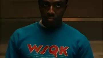 Stranger Things S05 Lucas Sinclair Blue Sweatshirt worn by Lucas Sinclair (Caleb McLaughlin) as seen in Stranger Things (S05E07)