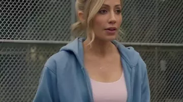 A Pickleball Christmas Caroline Blue Hoodie worn by Caroline (Zibby Allen) as seen in A Pickleball Christmas