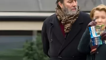 Gerry Midwinter Break 2026 Black Coat worn by Gerry (Ciarán Hinds) as seen in Midwinter Break