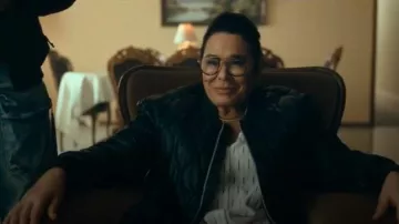 Walter Baker Kyrie Leather Quilted Bomber Jacket worn by Mony (Rachel House) as seen in Sunny Nights (S01E03)