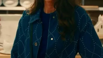 Movie Oh. What. Fun. Felicity Jones Blue Jacket worn by Channing (Felicity Jones) in Oh. What. Fun.