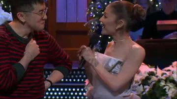 Swarovski Matrix Tennis necklace worn by Ariana Grande as seen in Saturday Night Live (S51E09)