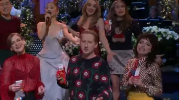 Celine Multicolor Printed Silk Buttoned Up Shirt worn by Sarah Sherman as seen in Saturday Night Live (S51E09)