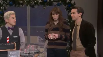 Zara Striped Cardigan worn by Jane Wickline as seen in Saturday Night Live (S51E09)