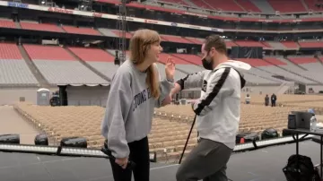 Twisted Wear Stone Harbor Sweatshirt worn by Taylor Swift as seen in Taylor Swift | The Eras Tour | The End of an Era (S01E05)