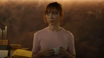 & Other Stories Relaxed Short Sleeve T-Shirt in Pink worn by Mel (Emily Taaffe) as seen in Little Disasters (S01E04)