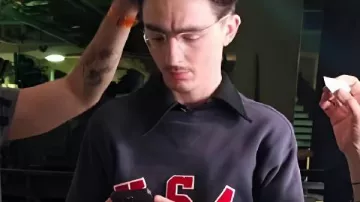 Marty Supreme Timothée Chalamet Black Sweatshirt worn by Marty (Timothée Chalamet) as seen in Marty Supreme