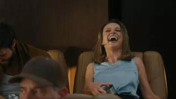 Lilysilk Basic Cap Sleeves Silk Tee worn by Rebecca Falcone (Kayla Wallace) as seen in Landman (S02E04)