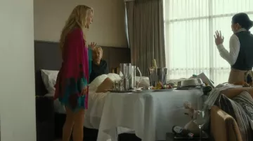 Agent Provocateur Christi Short Kimono worn by Angela Norris (Ali Larter) as seen in Landman (S02E07)