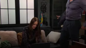 L'Agence Tyler Shirt in Plum Multi Boute Paisley worn by Abigail Klein as seen in Days of our Lives on November 6, 2025