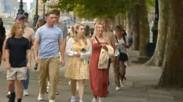 Universal Thread Women's Button Front Smocked Maxi Sundress worn by Julie Dupree as seen in Baylen Out Loud (S02E12)